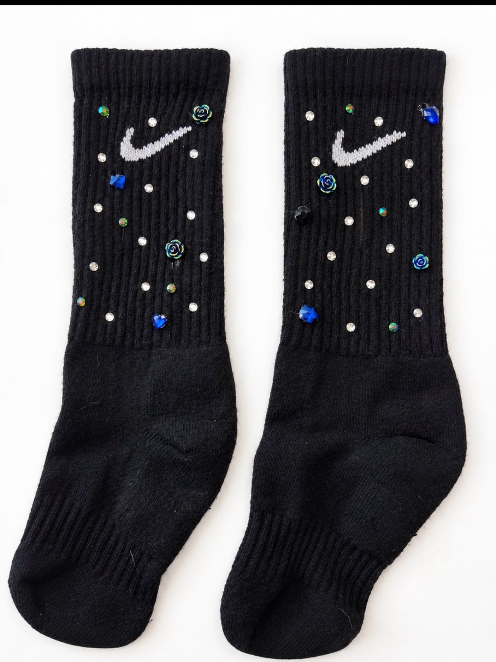 Nike Kids Black Bling Rhinestone Crew Socks 3Y-5Y